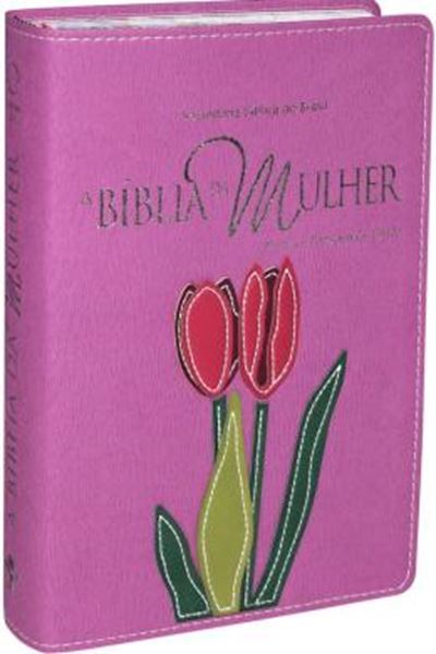 Picture of A BIBLIA DA MULHER - COURO SINTETICO ROSA COM BORDAS FLORIDAS TAMANHO MEDIO